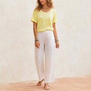 J. Crew Linen XS Butter Yellow Lightweight Slub T-Shirt Coastal Beachy Resort